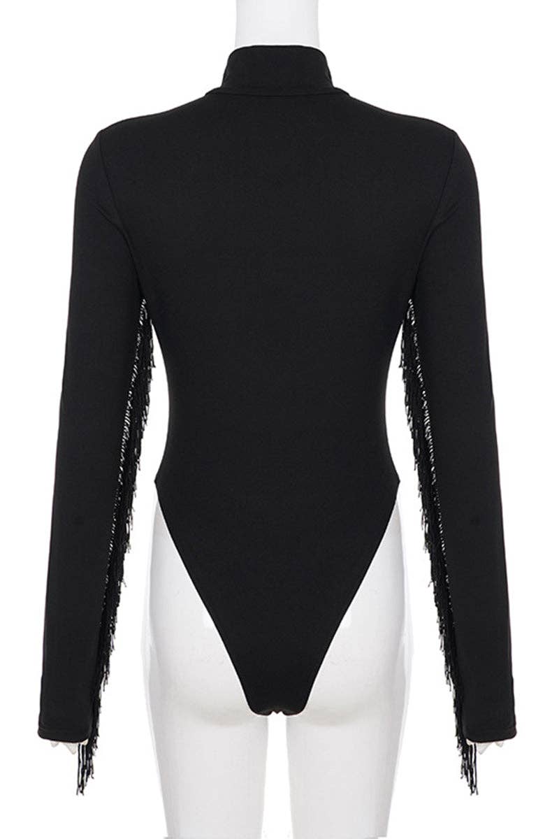 Soli Echo - Fringe Detail High Neck Bodysuit
