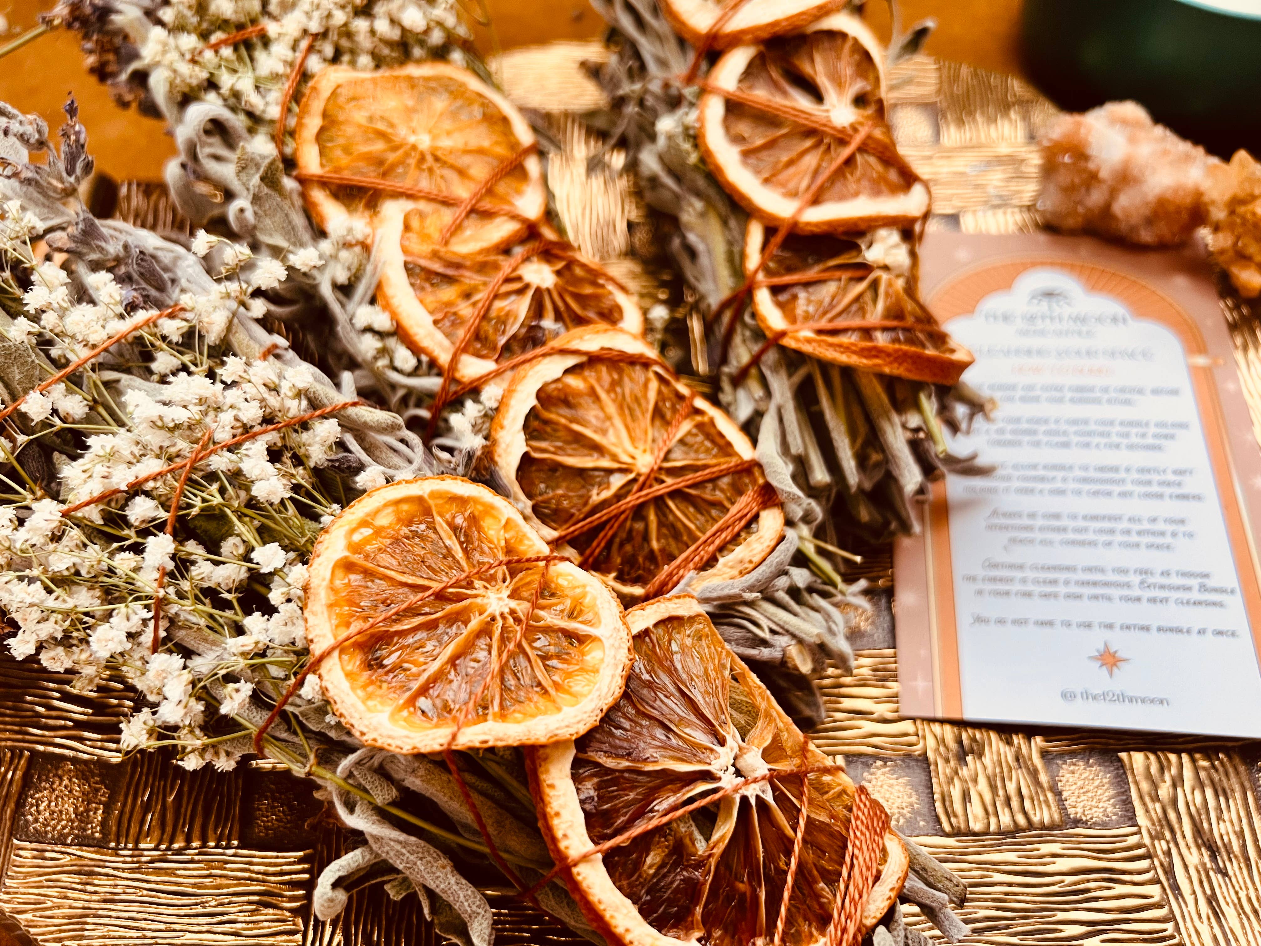 The 12th Moon - CITRUS HARVEST Sage Bundle - SEASONAL Smudge - FALL + WINTER