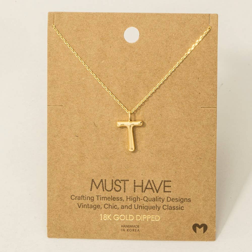 Fame Accessories - Gold Dipped Bubble Letter Pendant Necklace
