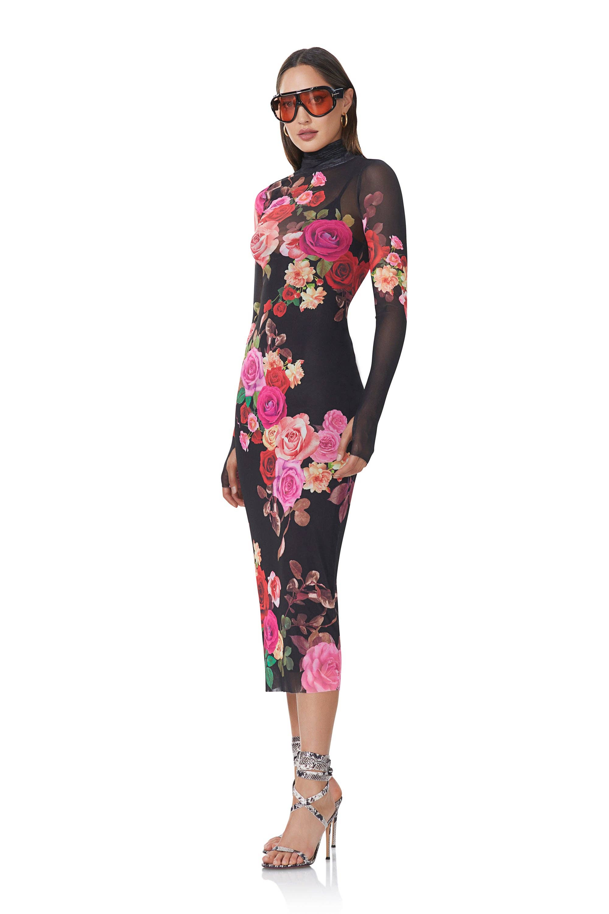 AFRM - Shailene Dress - Noir Rose Swirl