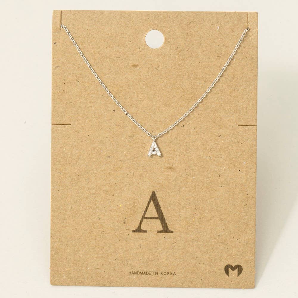 Fame Accessories - Mini Rhinestone Initial Necklace