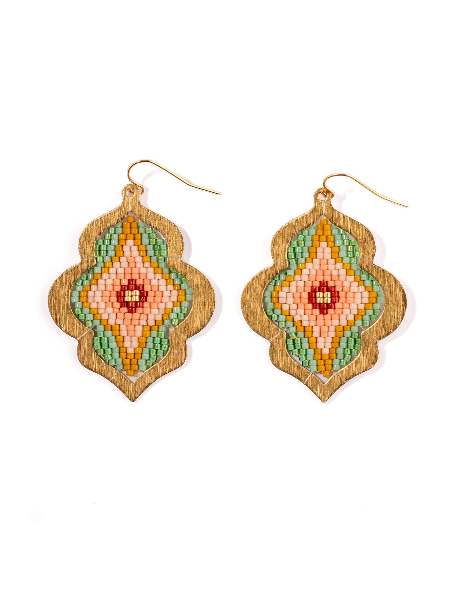 Mayana Designs Co - Beaded Handwoven Window Drop Earring (Lilac/Aqua)