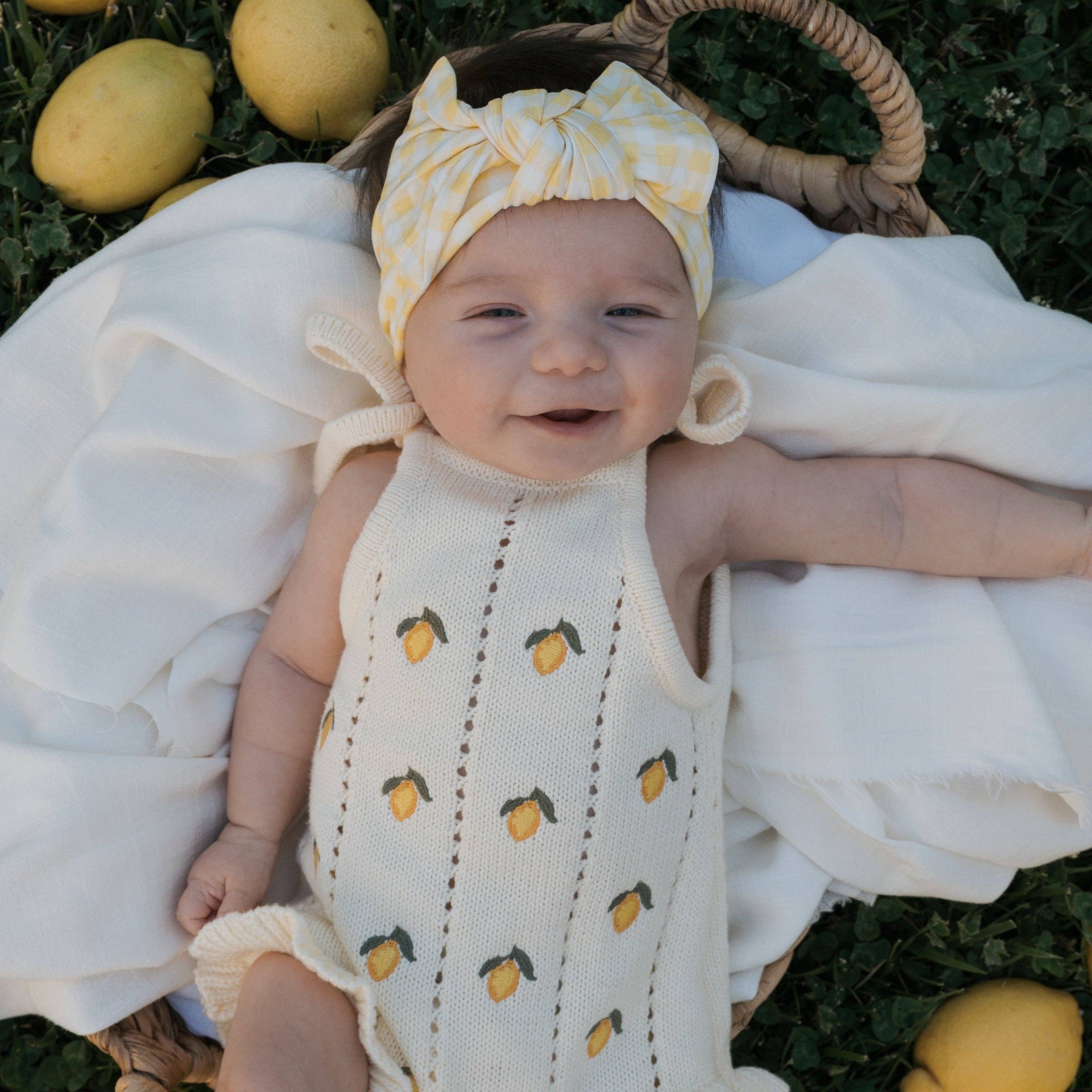 Forever French Baby - Knit Ruffle Romper | Lemon