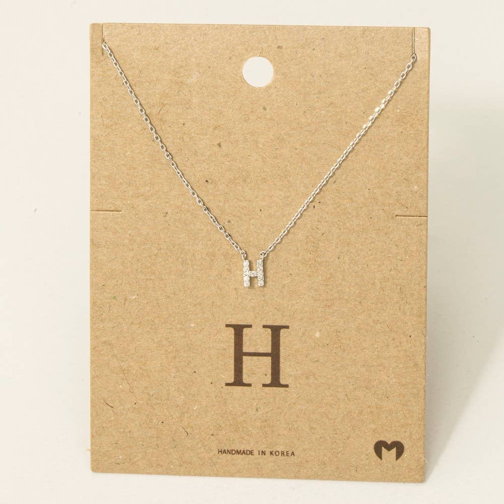 Fame Accessories - Mini Rhinestone Initial Necklace