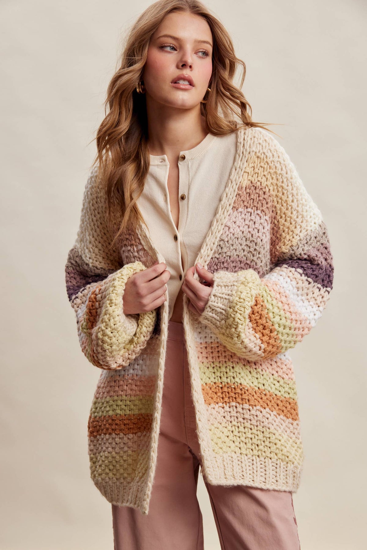 Listicle - Rainbow Hand-Crochet Open Cardigan LSW0620