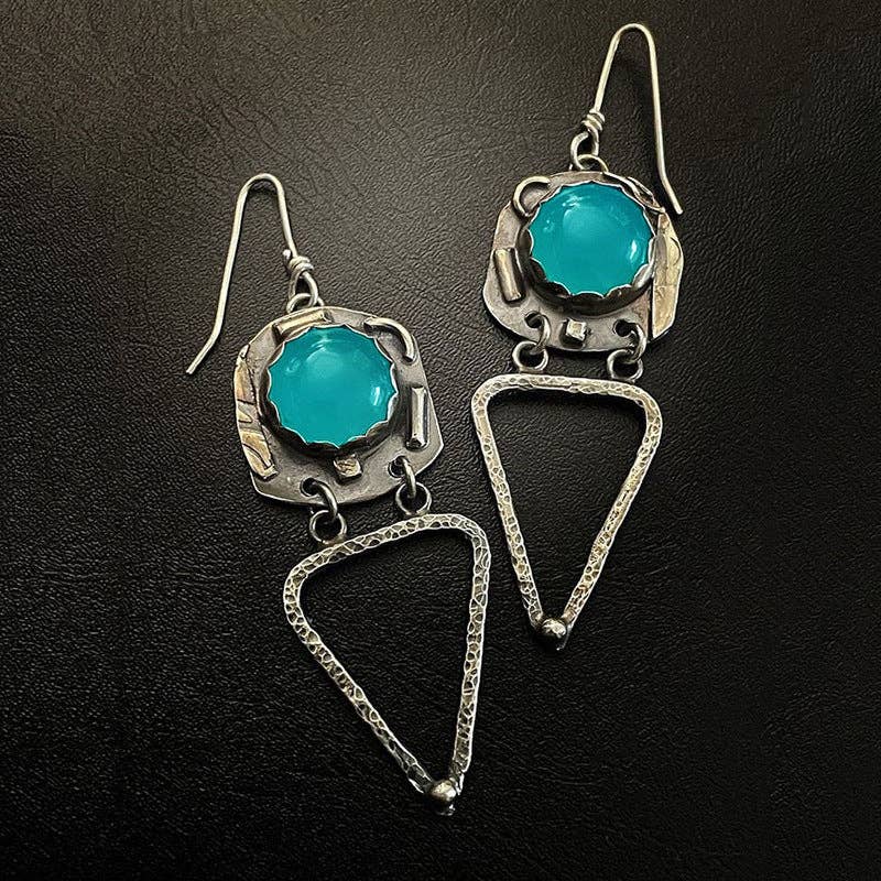 Dipped Shop - Retro Geometric Sparkling Cubic Zirconia Drop Earrings