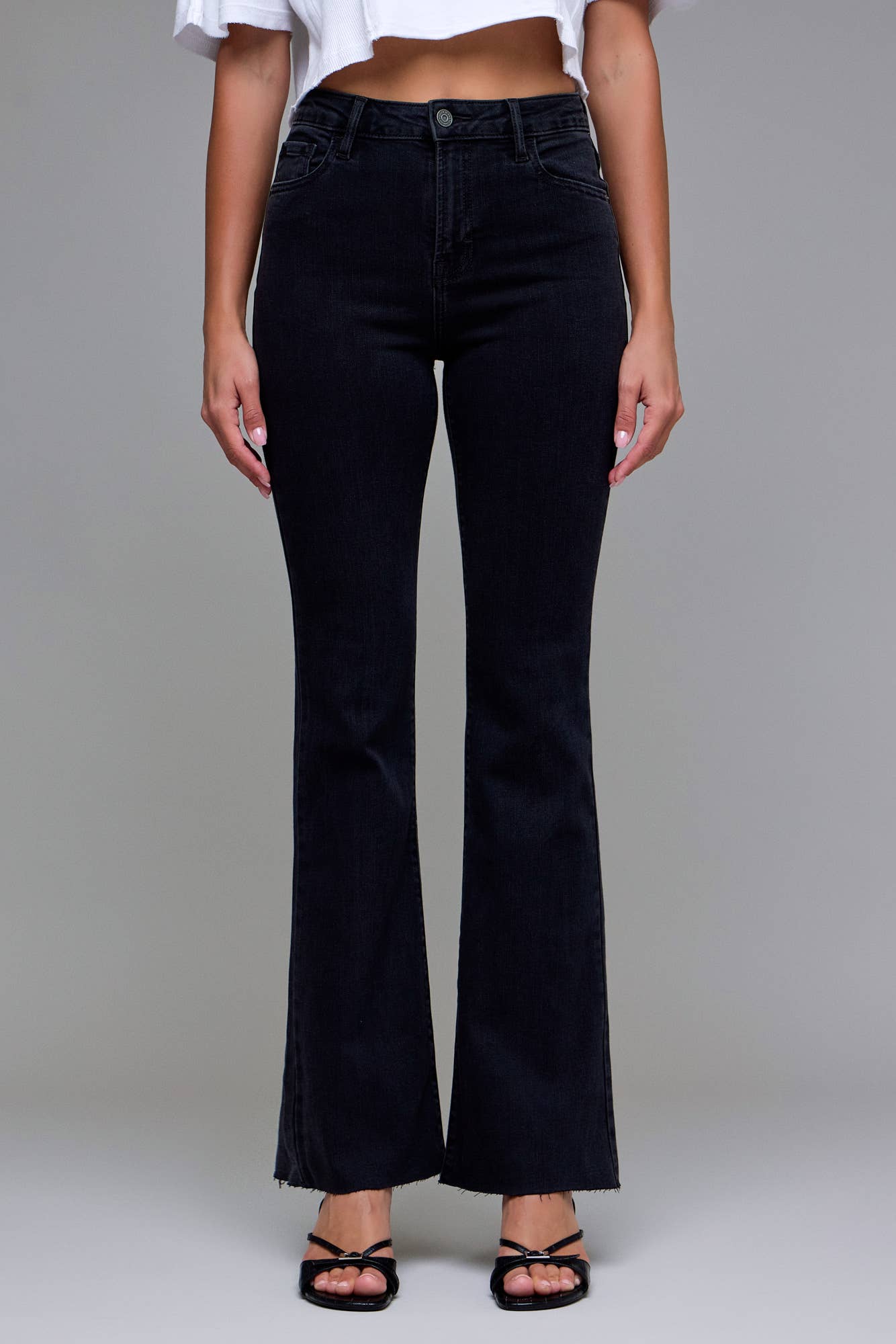 Hidden Jeans - Jet Black 33" Inseam Raw Hem Flare