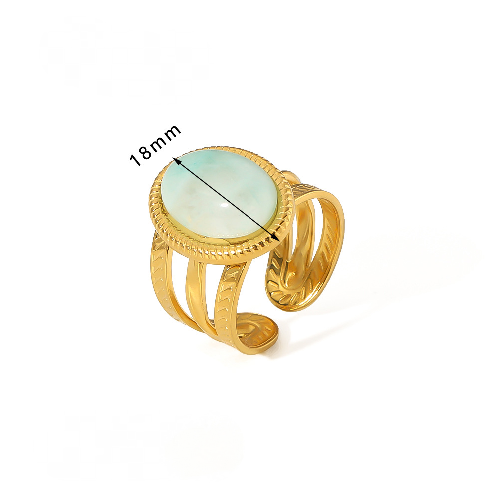 Mio Queena - 18K Gold-plated Stainless Steel Inlaid Stone Rings - FGS/CS