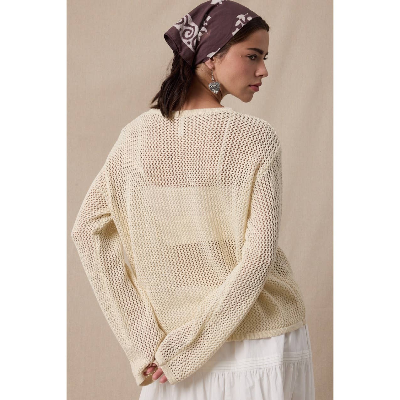 FISH TRIO OPEN-KNIT SWEATER