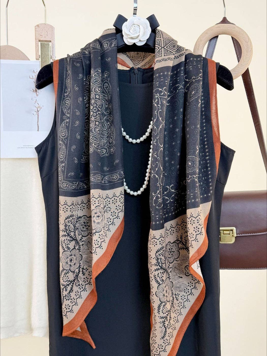Funkyrel® Atzbranding Limited - Scarvii - Navy Blue Boho Floral Printed Scarf