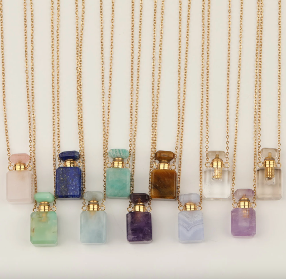 HoopLa - Gemstone Mini Perfume Bottle Crystal Necklace