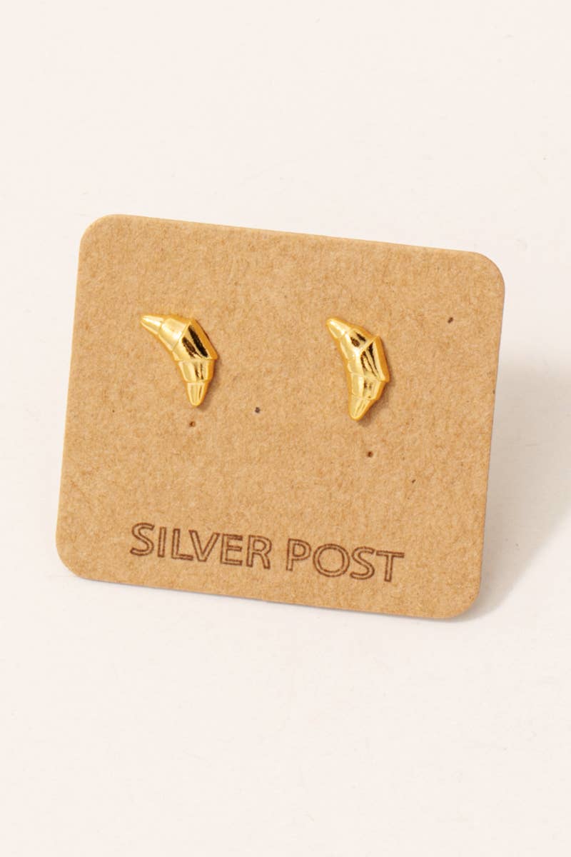 Gold Dipped Croissant Stud Earrings