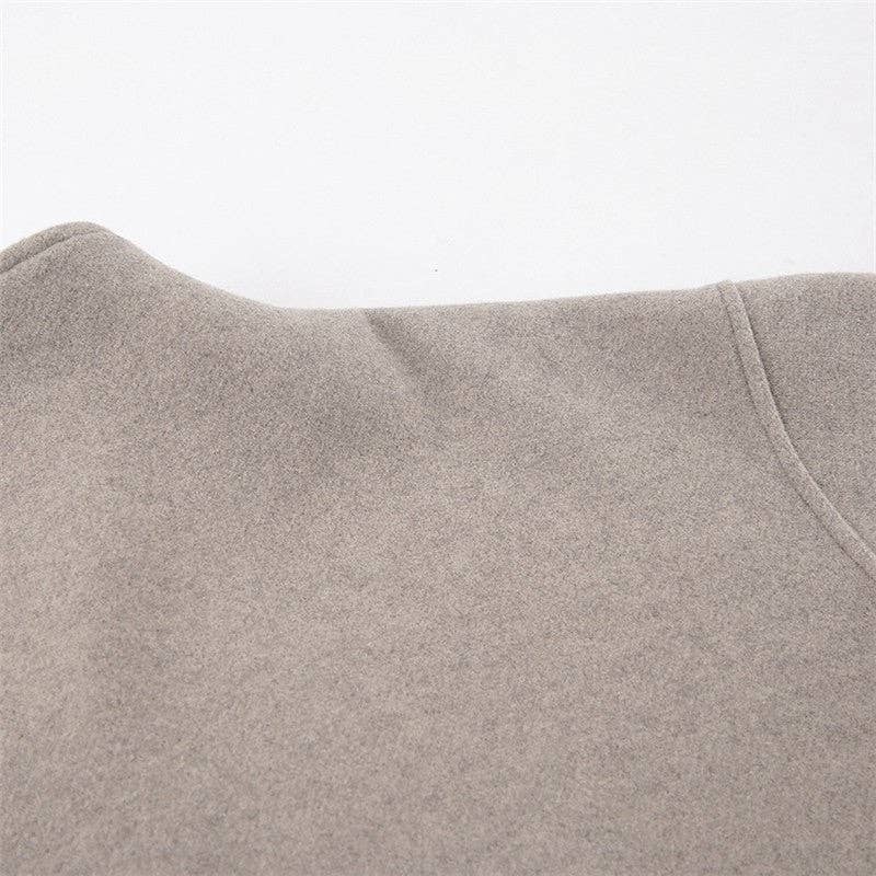 Sheer Trend - Women's V-Neck Double-Breasted Wool Coat