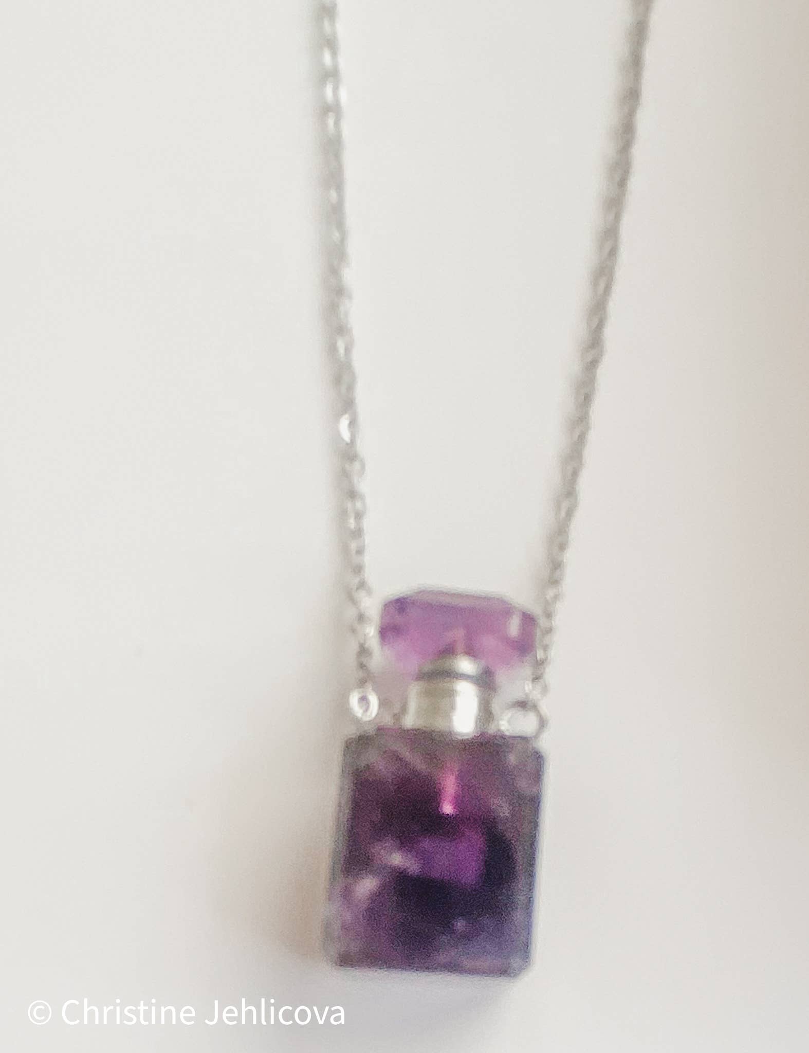 HoopLa - Gemstone Mini Perfume Bottle Crystal Necklace