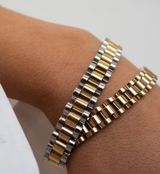 HoopLa -  Watch Band Link Bracelet, Bangle.  Steel Rol-X