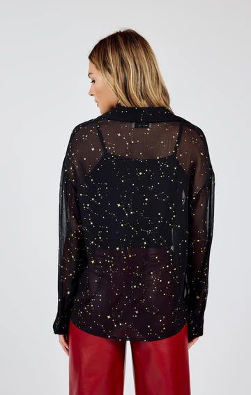 Sadie & Sage Starry Eyes Blouse w Neck Tie