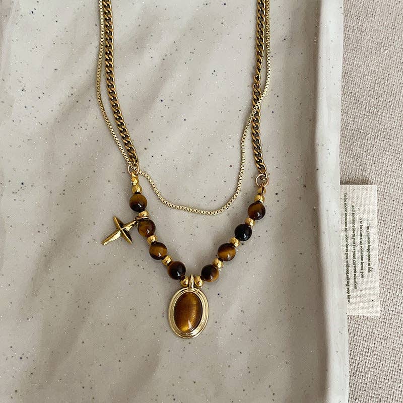 Dipped Shop - Vintage Sunflower Pendant Beaded Chain Necklace MK2ZCEP6W6JNC115