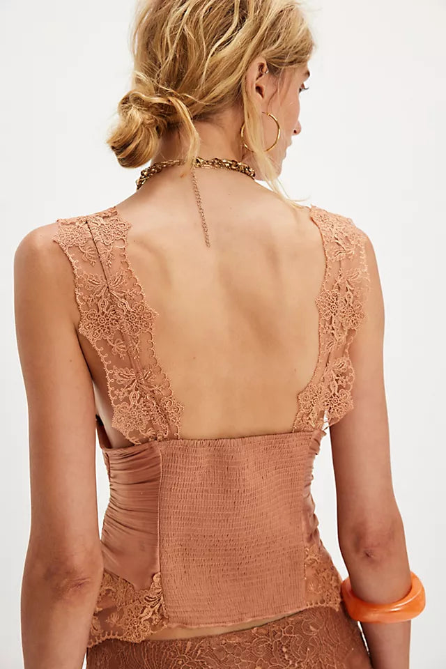 ELENA LACE TANK / PEACHED COPPER