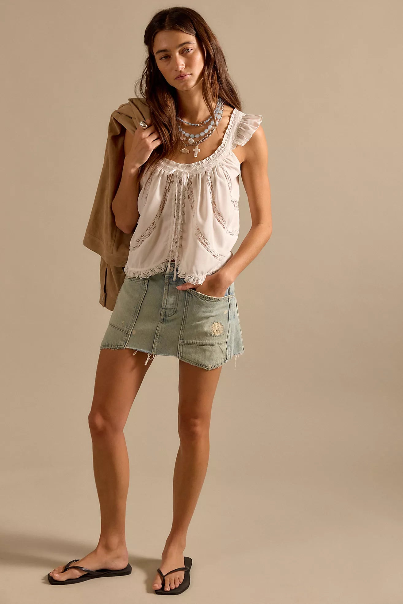 We The Free Dolly Denim Mini Skirt