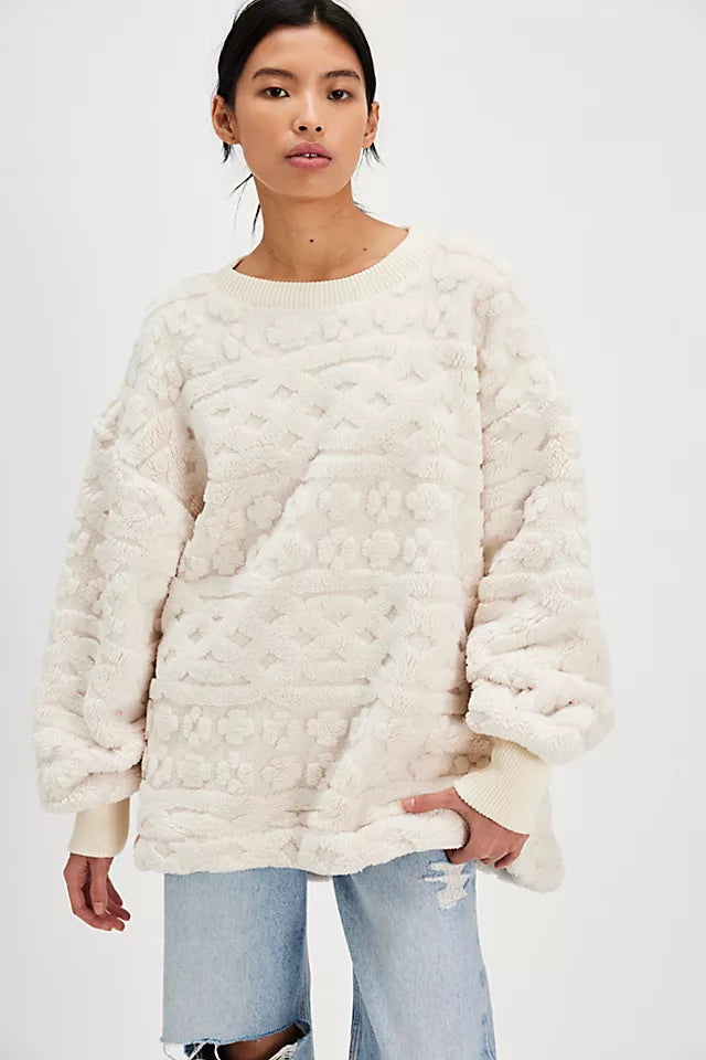 CABLE KNIT SWEATSHIRT / IVORY COMBO