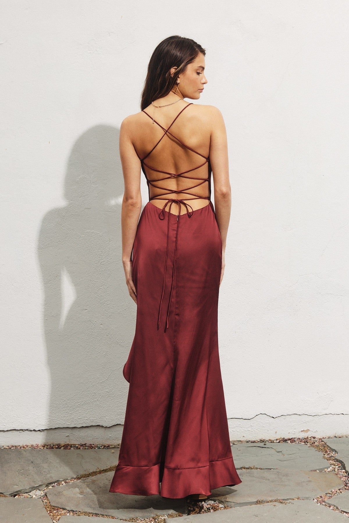 Going Out Open Back Ruffled Maxi Dress