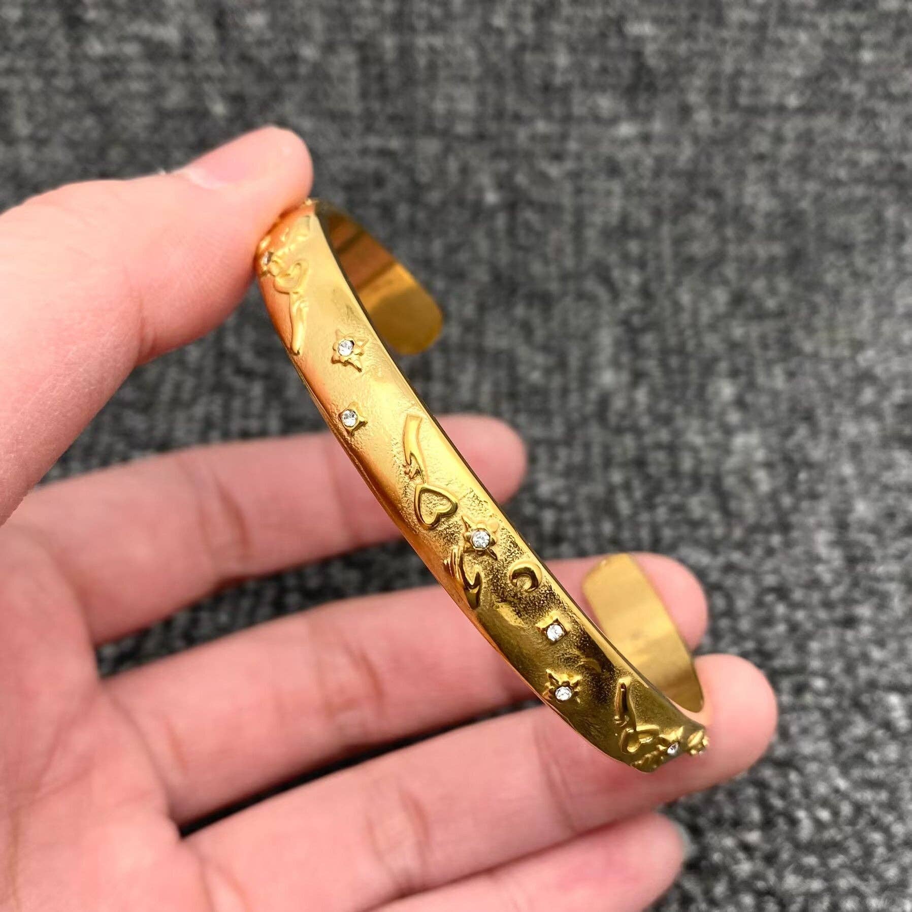 Surprise Tarot Style 18K Gold Plated S.Steel Cuff Bangle