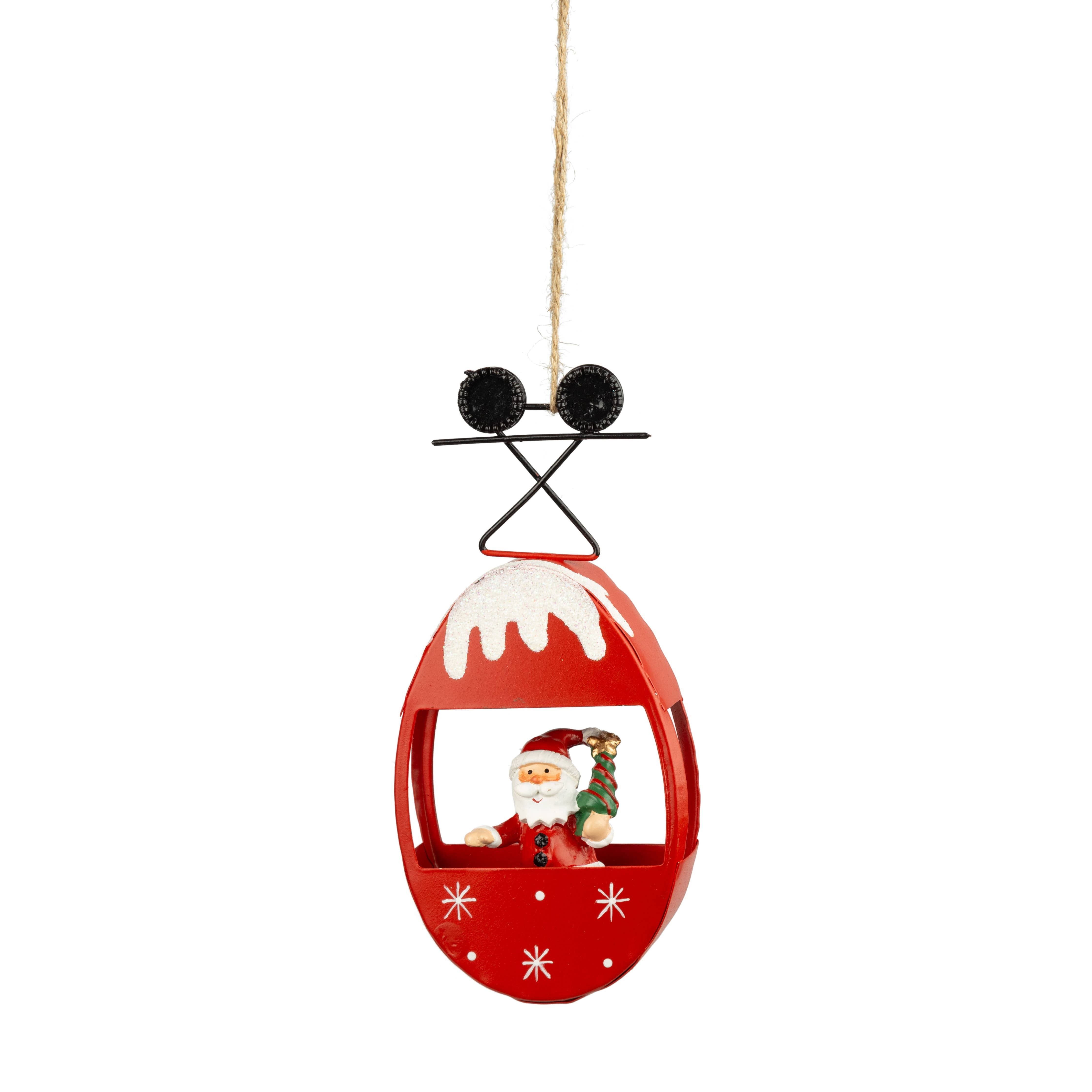 Silver Tree Home & Holiday -Metal gondola orn, red/Santa, 6.5 in