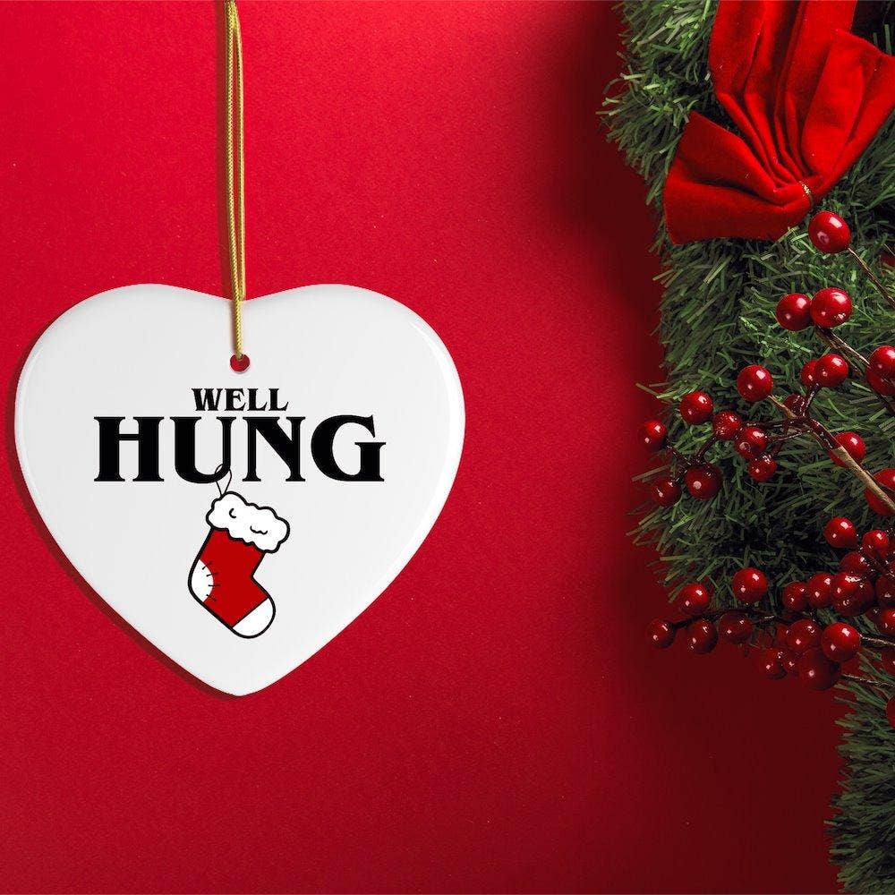 Well Hung Funny Christmas Ornament