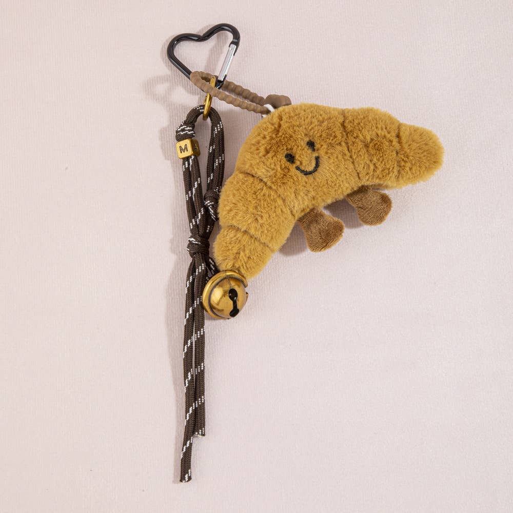 Collections by Fame Accessories - Plush Croissant Jingle Bell Bag Charm