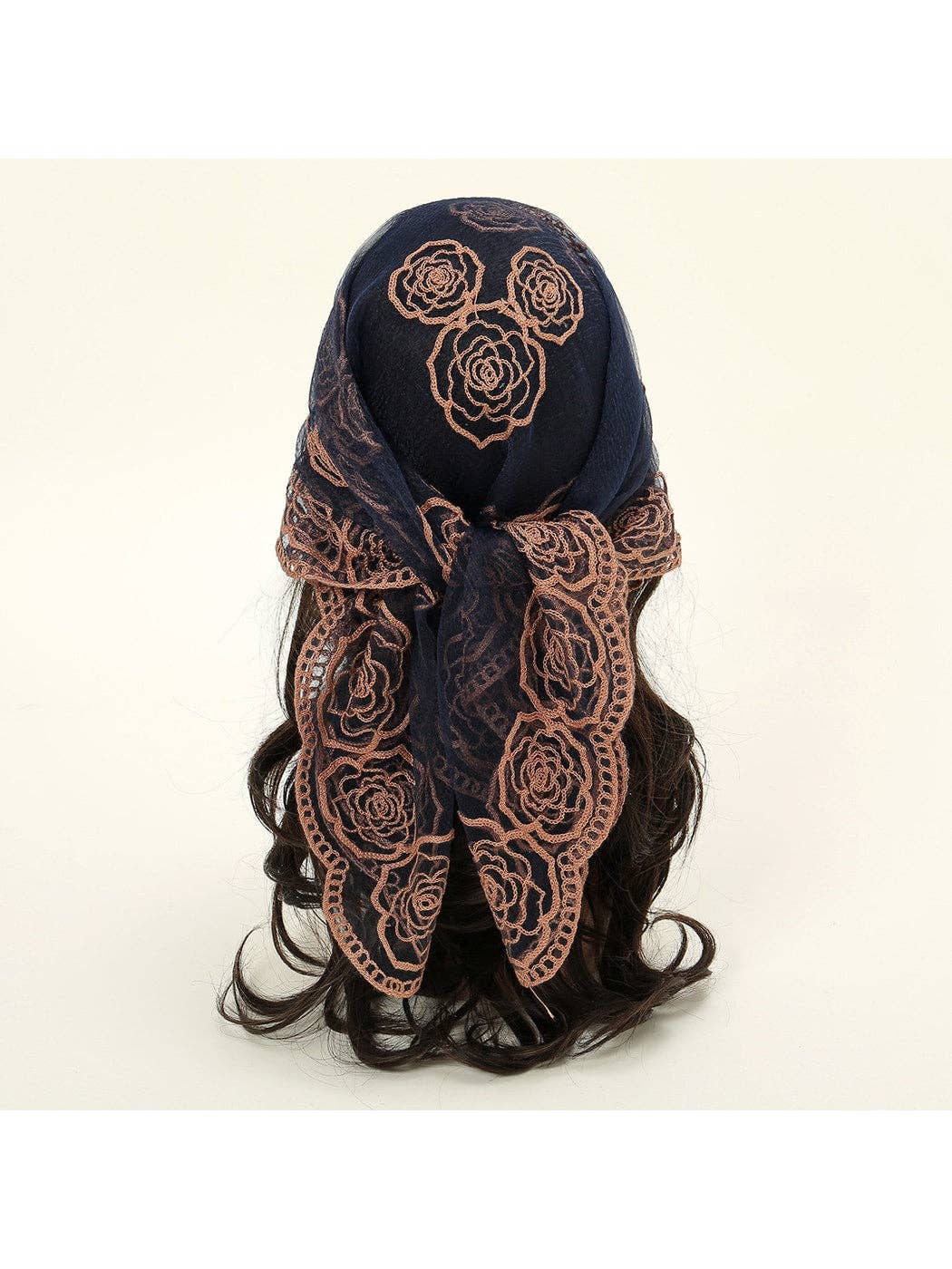 Funkyrel® Atzbranding Limited - Scarvii - Rose Embroidered Lace Detail Square Scarf