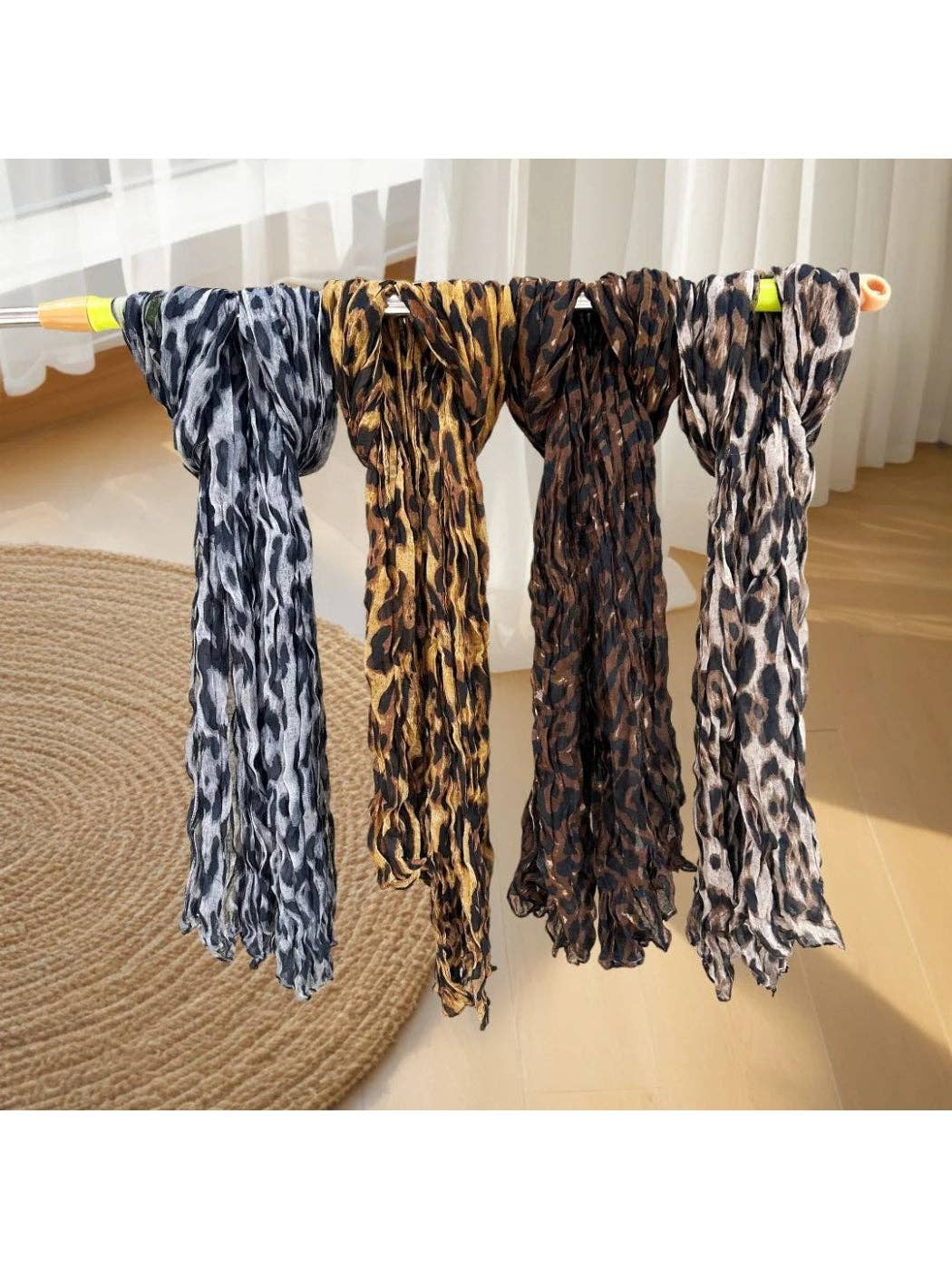 Funkyrel® Atzbranding Limited - Scarvii - Crinkled Leopard Print Long Scarf