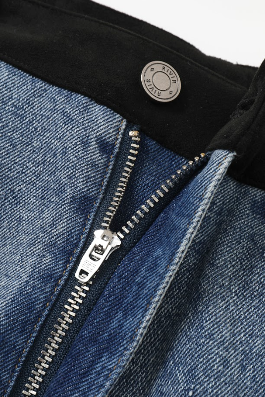 RIVIR - Therese Embellished Denim Pants With Black Waistband