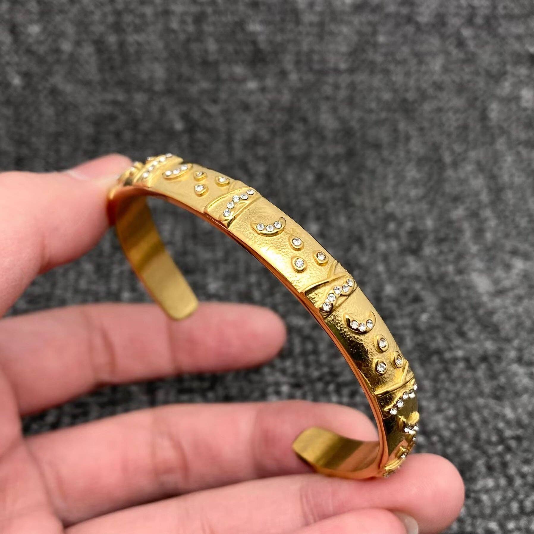 Surprise Tarot Style 18K Gold Plated S.Steel Cuff Bangle