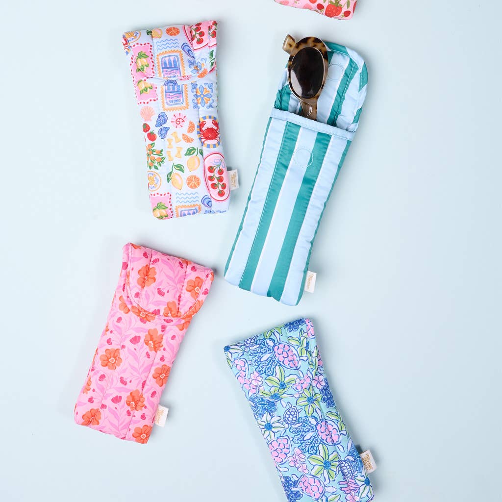 The Darling Effect - Puffy Sunglasses Case–Poppin' Petals Aqua