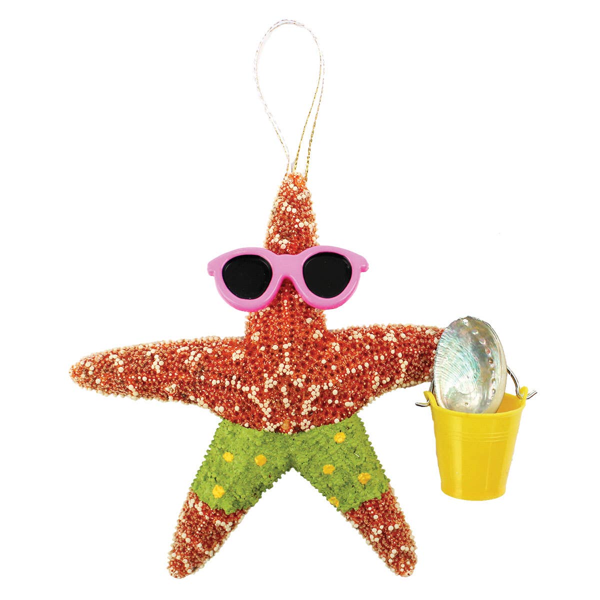 California Seashell Company - Beach Boy Bucket Sugar Starfish Ornament