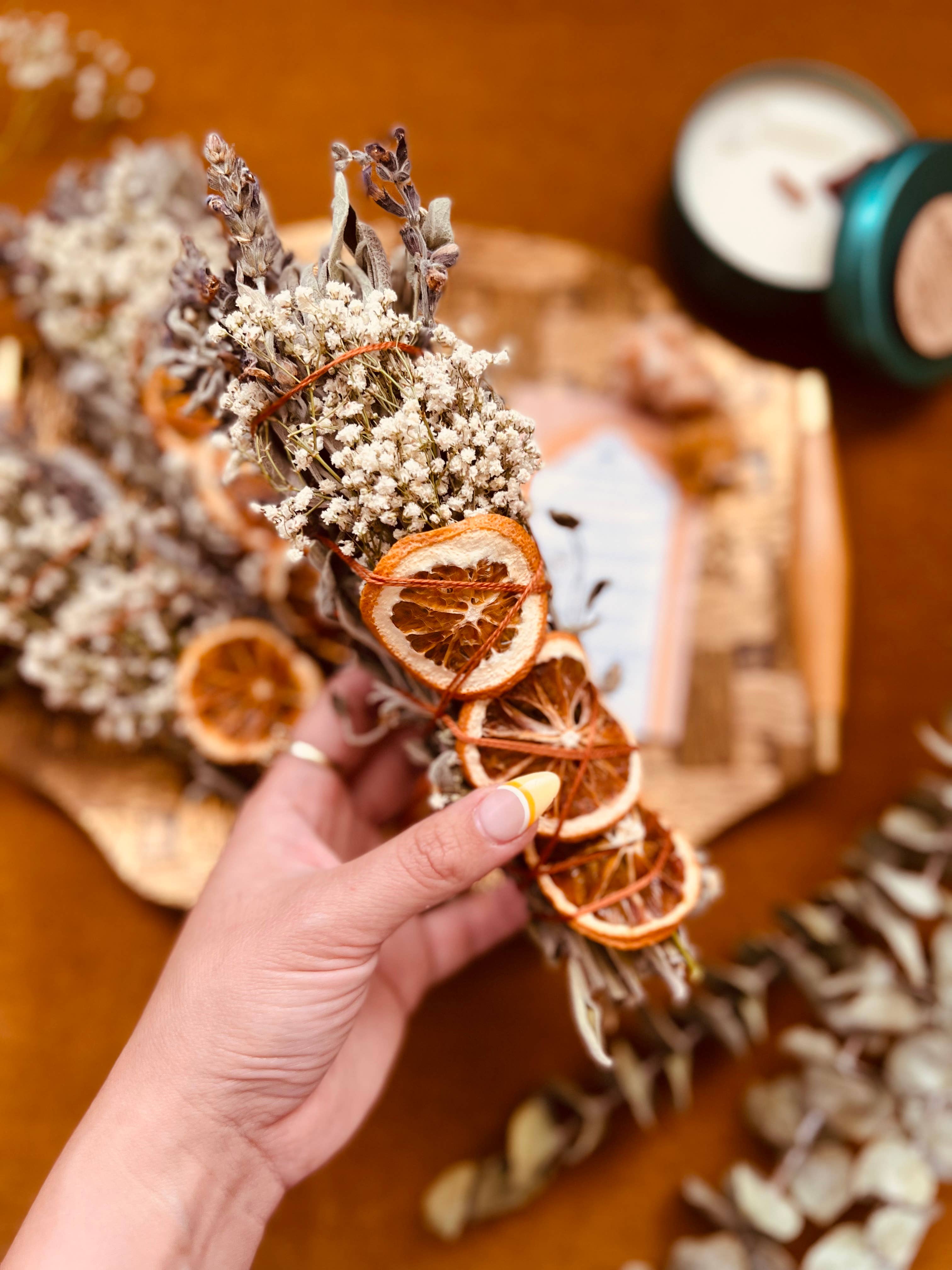 The 12th Moon - CITRUS HARVEST Sage Bundle - SEASONAL Smudge - FALL + WINTER