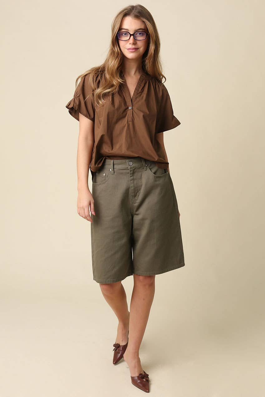 Olivaceous - Dana Tailored Bermuda Shorts