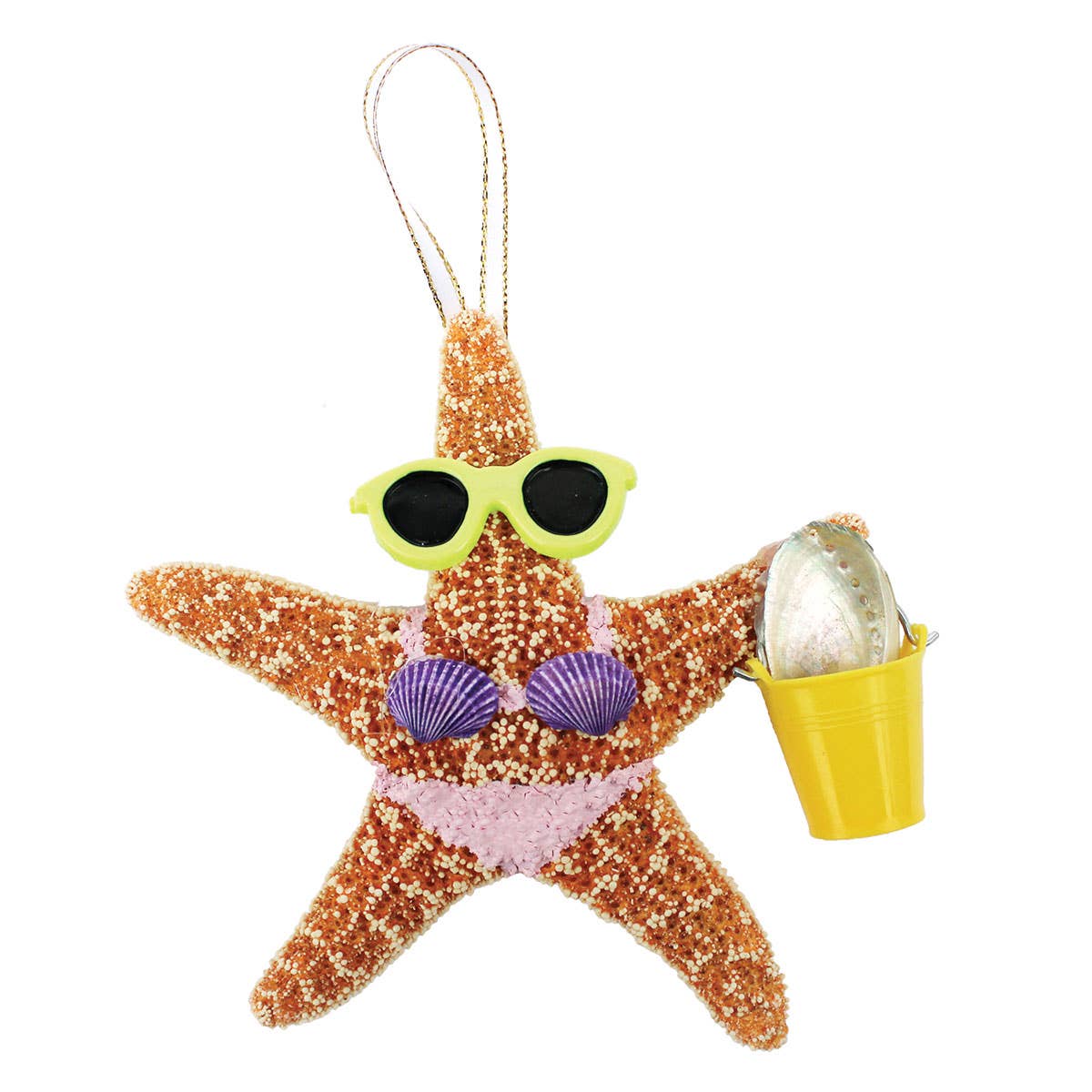 California Seashell Company - Beach Girl Bucket Sugar Starfish Ornament