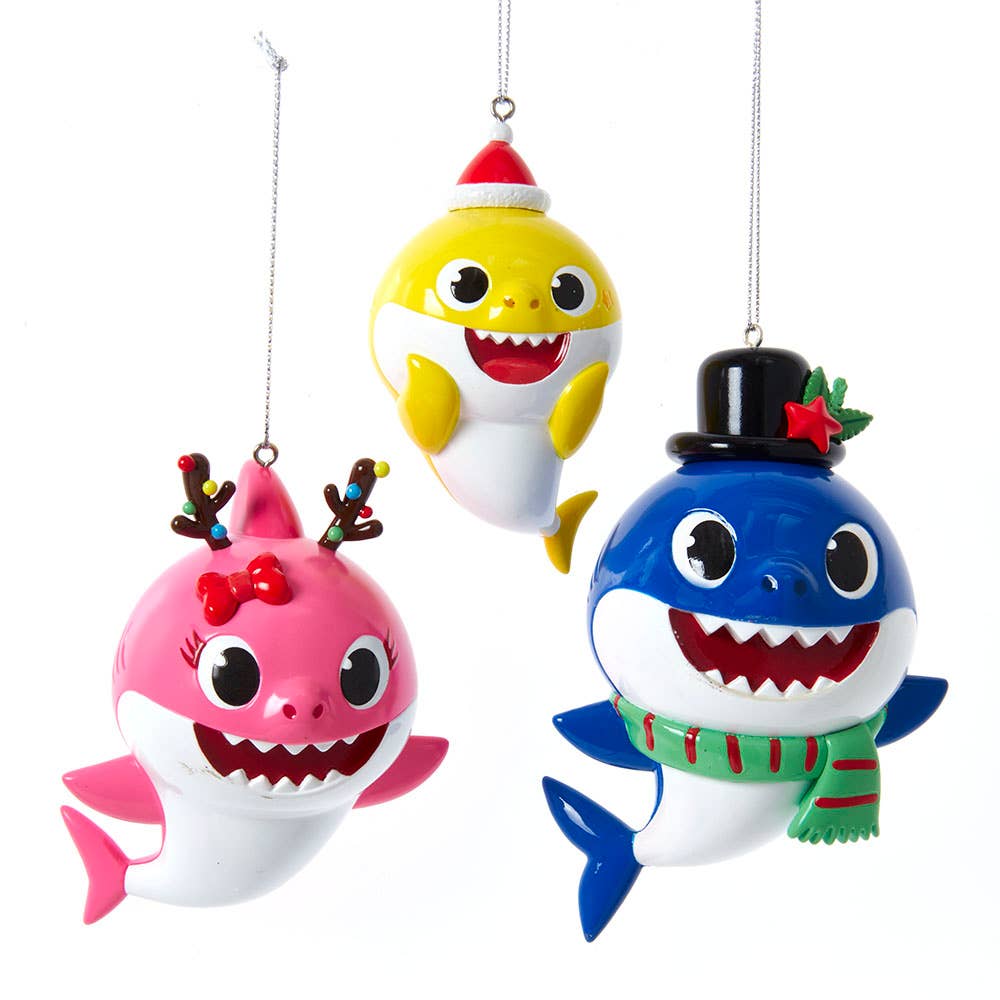 Kurt S. Adler, Inc. - Baby Shark™ Santa Family Ornaments, 3 Assorted