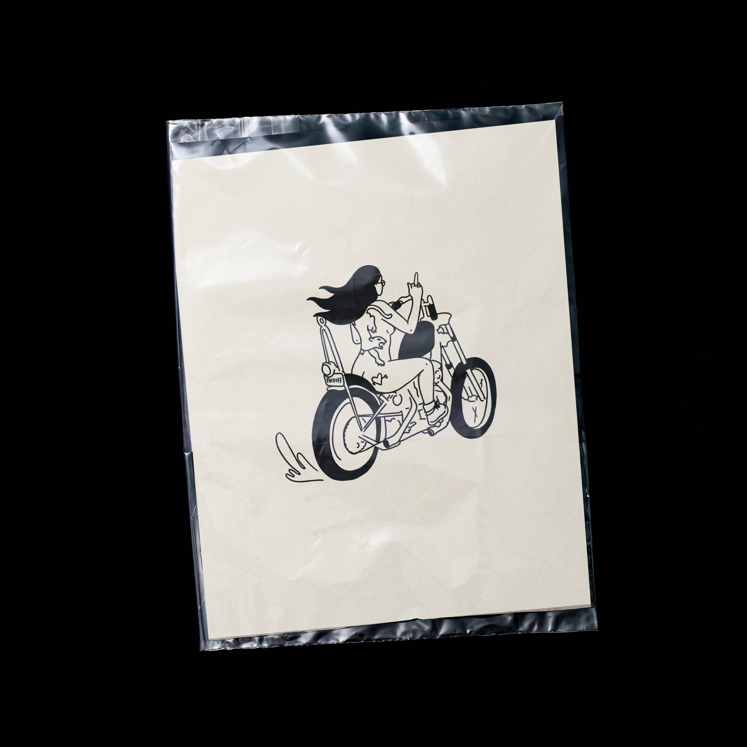 Tumbleweed Design Studio - Biker Chick Minimal Art Print Retro Vintage Home Decor