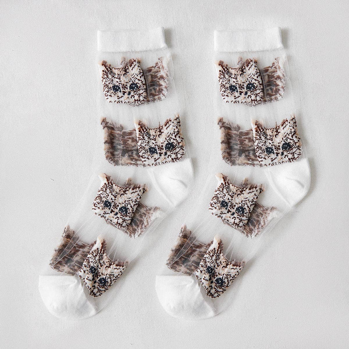Funkyrel® Atzbranding Limited - Rufia – Sheer Cat Pattern Ankle Socks | Lightweight & Breathable