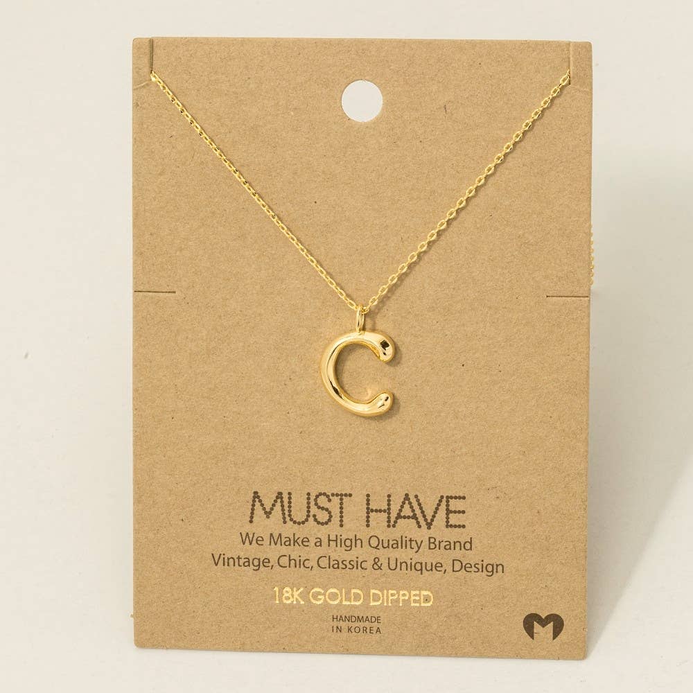 Fame Accessories - Gold Dipped Bubble Letter Pendant Necklace