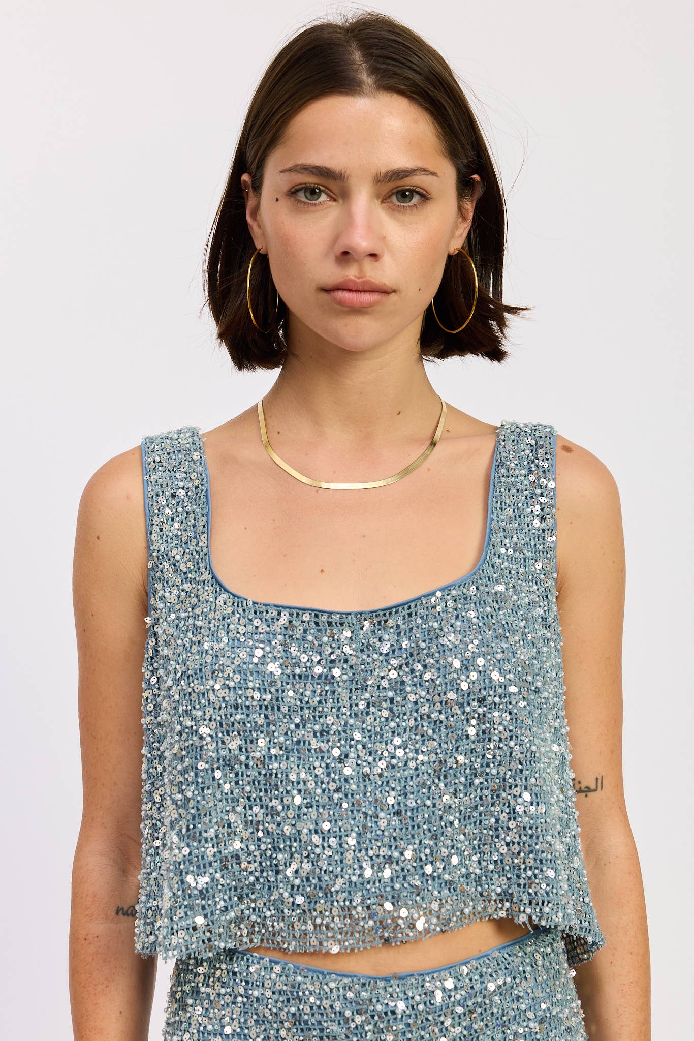 Emory Park - SLEEVELESS SQAURE NECK SEQUIN TOP
