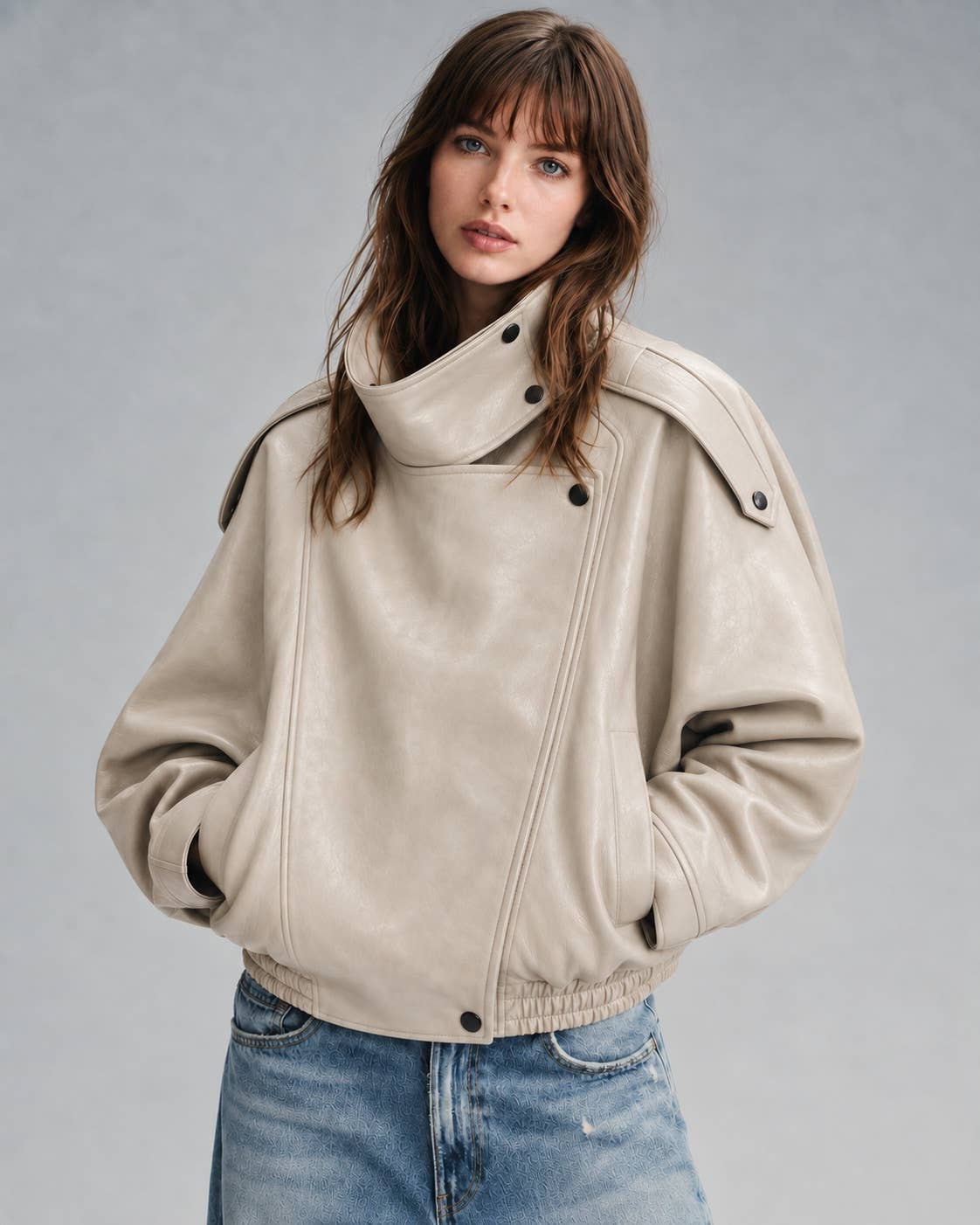J LINE | LUZINA - OVERSIZED LEATHER BIKER JACKET