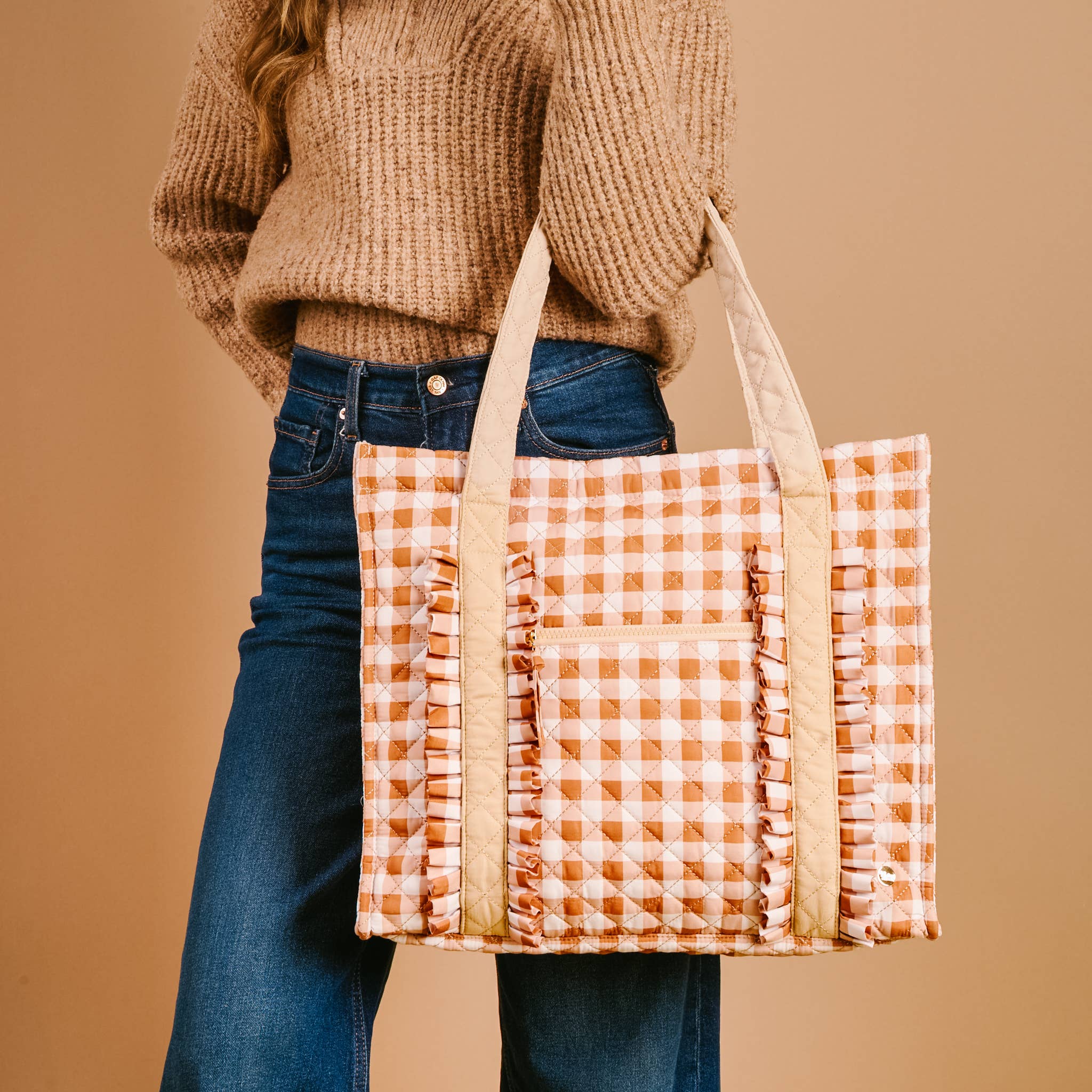 The Darling Effect - The Everyday Quilted Tote Bag-Maple Gingham