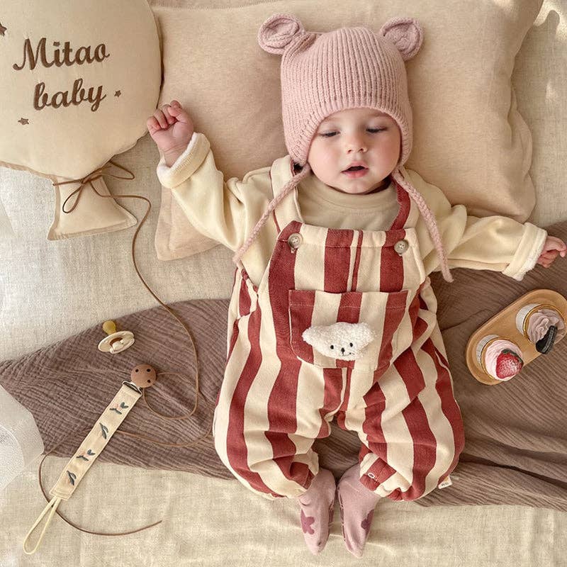 shoplittleswan - Baby Bear Adjustable Striped Overalls