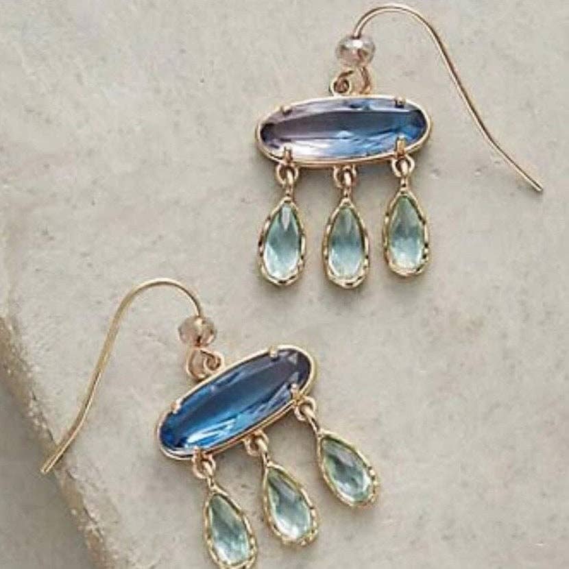 Dipped Shop - Retro Geometric Sparkling Cubic Zirconia Drop Earrings
