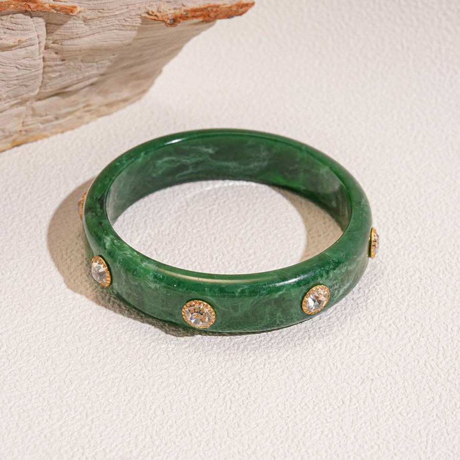 Dipped Shop - Fashion Colorful Rhinestone Acrylic Bangle Bracelet MK2PPPO6W6JBR117