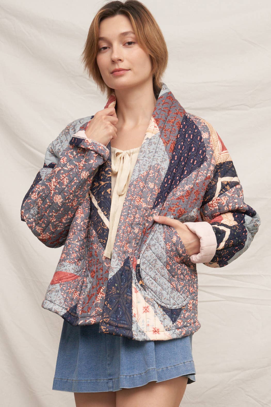 En Crème - Multi Print Quilted Jacket