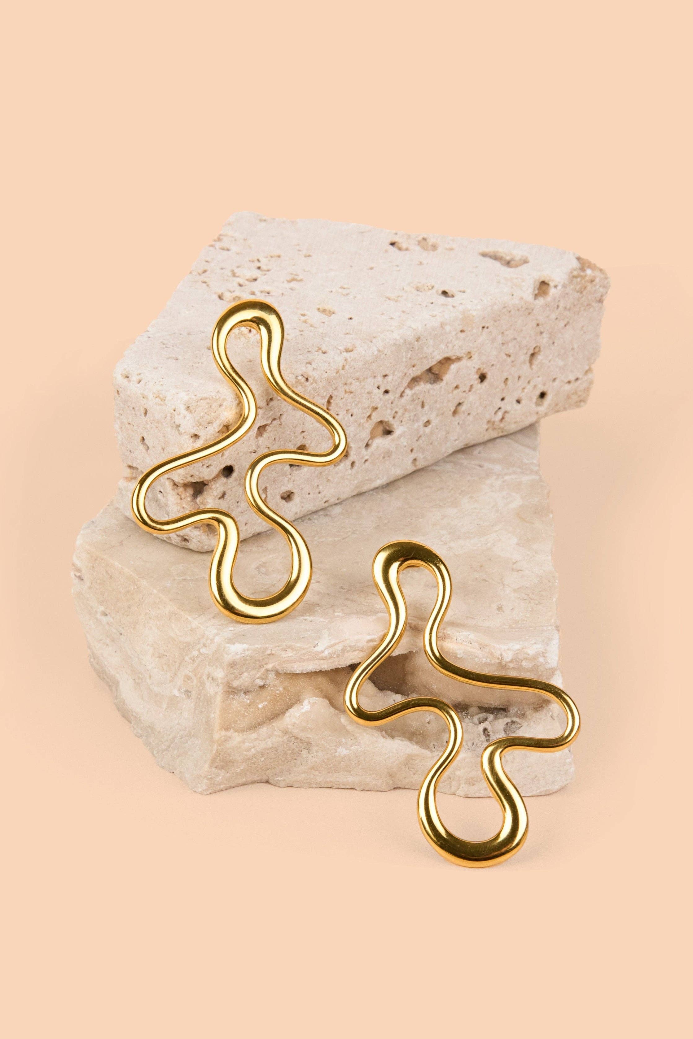 Peter and June - Amoeba Studs - 18K Gold Plated